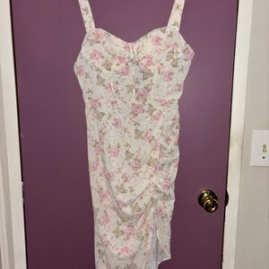 SHEIN Pink and Cream Floral Dress